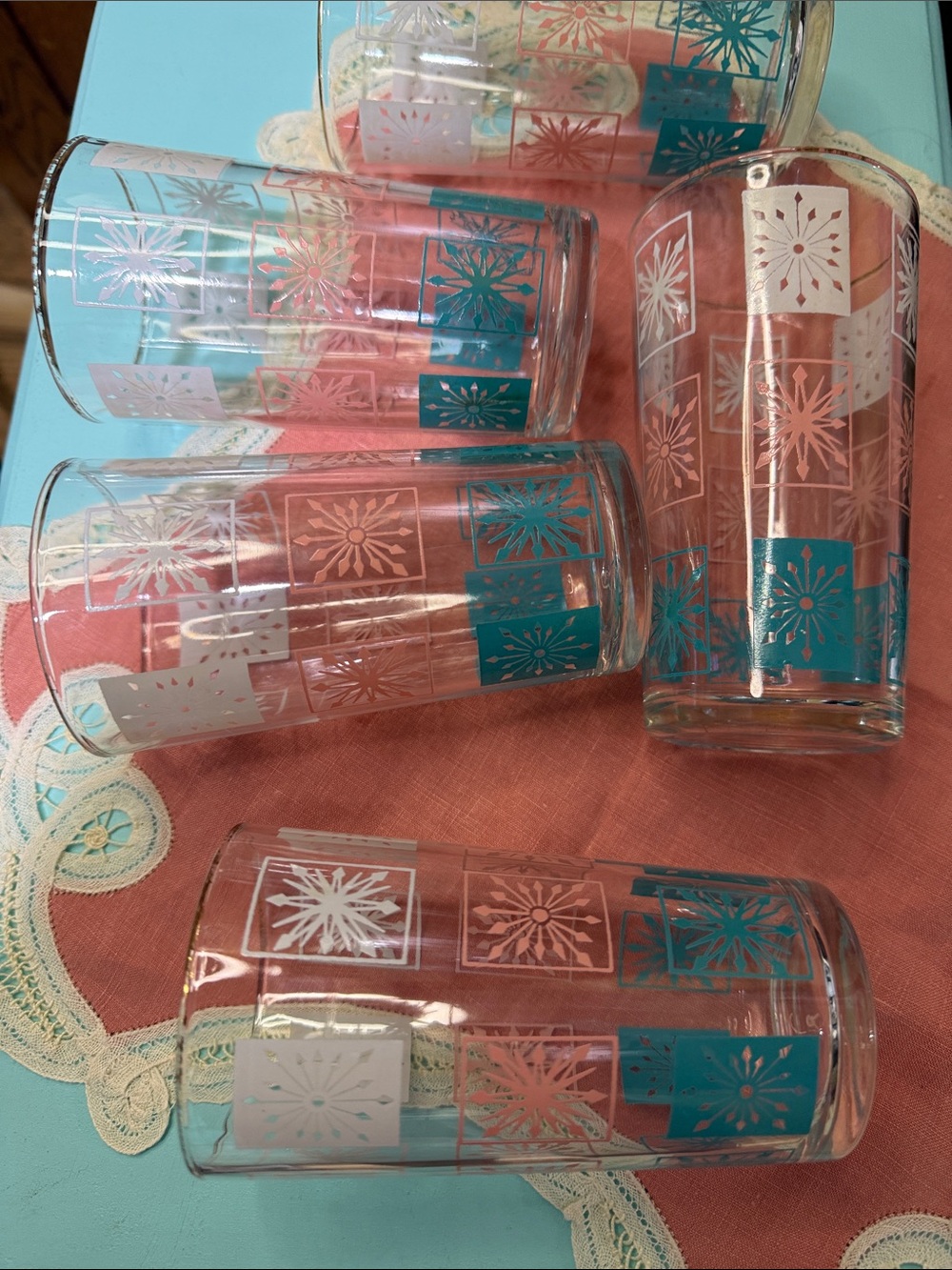 RARE set of ATOMIC STARBURST glasses tumblers